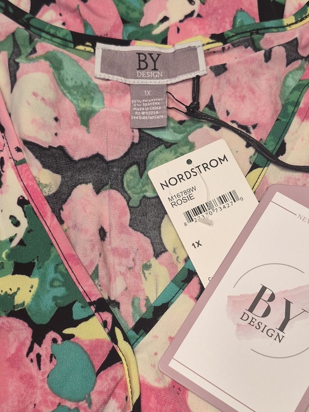 Floral Midi Wrap Dress in Pink & Green - Picture 2 of 4